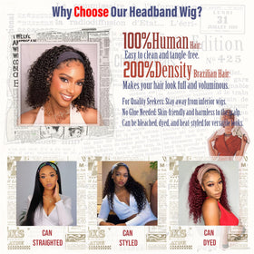 Rusiwave deep curly no-lace headband wig for a seamless natural look.