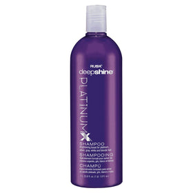 RUSK PlatinumX shampoo bottle for brightening platinum and blonde hair.