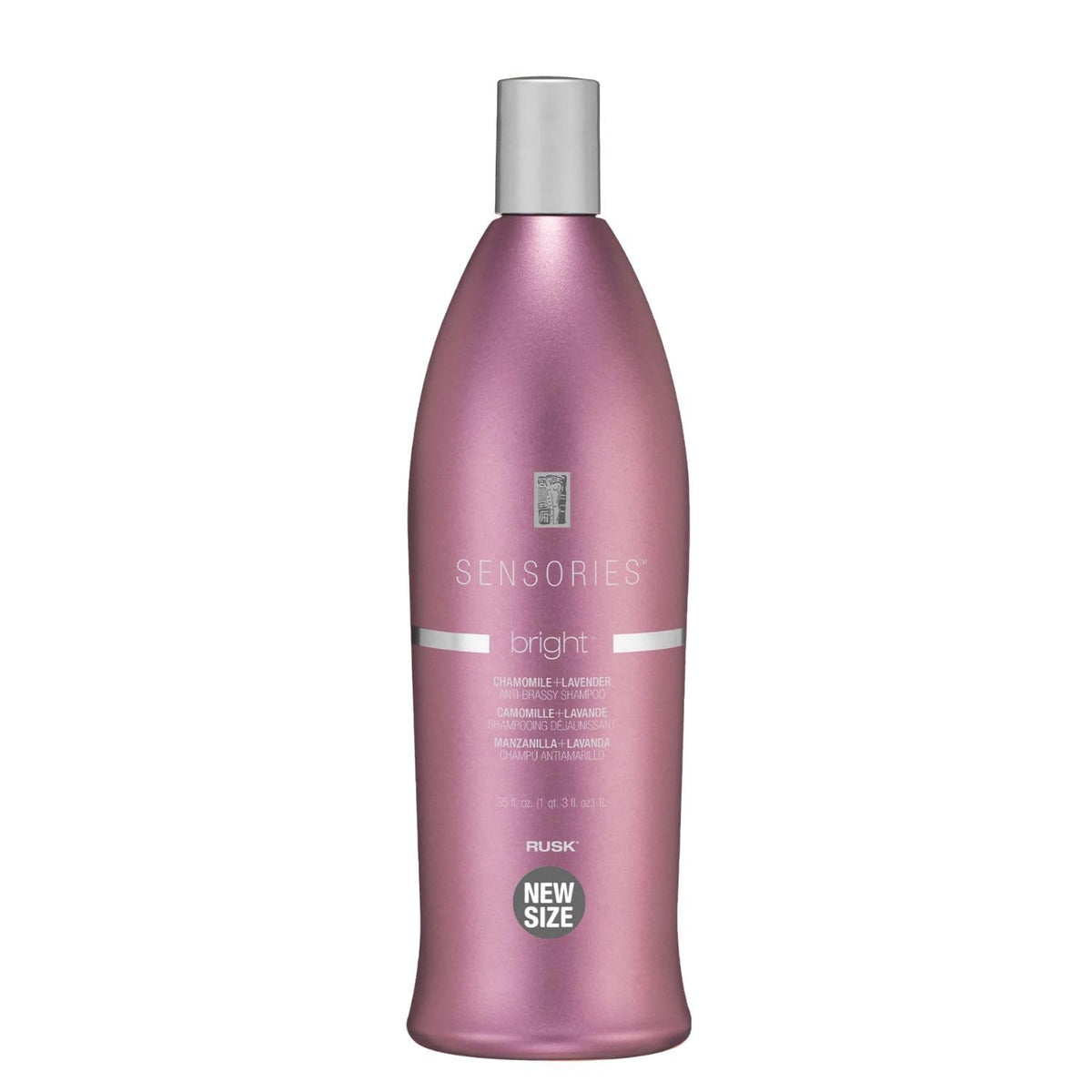RUSK Sensories Bright Chamomile and Lavender Shampoo bottle pour, enhancing shine and color