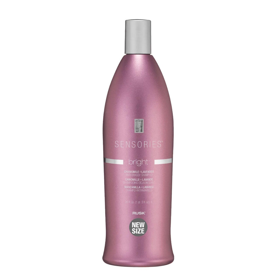 RUSK Sensories Bright Chamomile and Lavender Shampoo bottle pour, enhancing shine and color