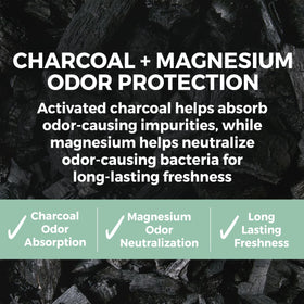 Rustic Maka Luna Bliss activated charcoal and magnesium blend highlighted for odor control.