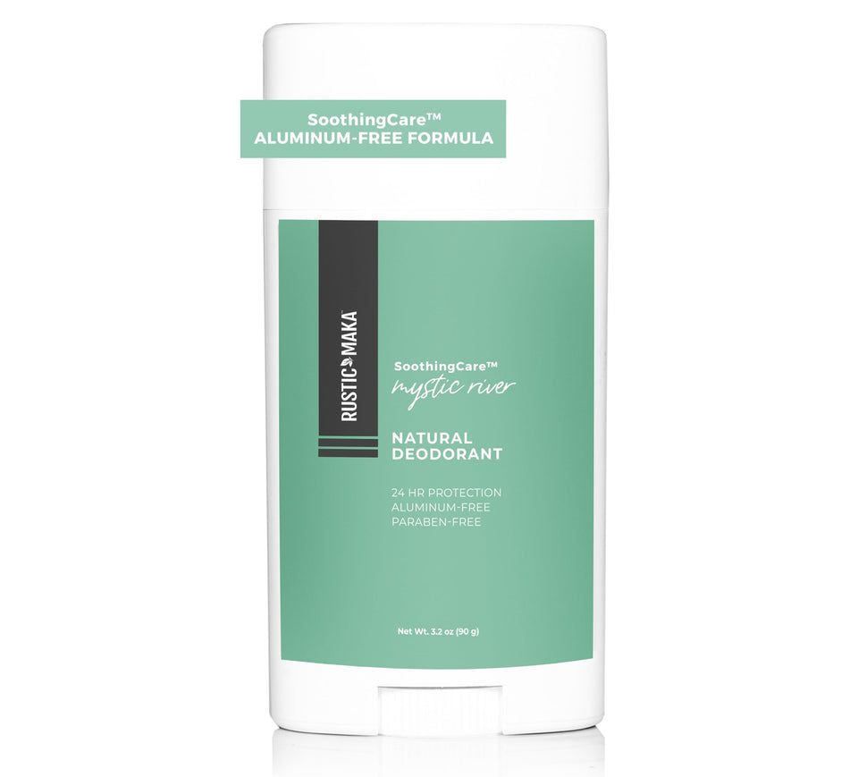 Rustic Maka Mystic River packaging with natural ingredients emphasis.