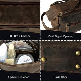 Rustic Town buffalo leather toiletry bag waterproof lining protecting contents during travel
