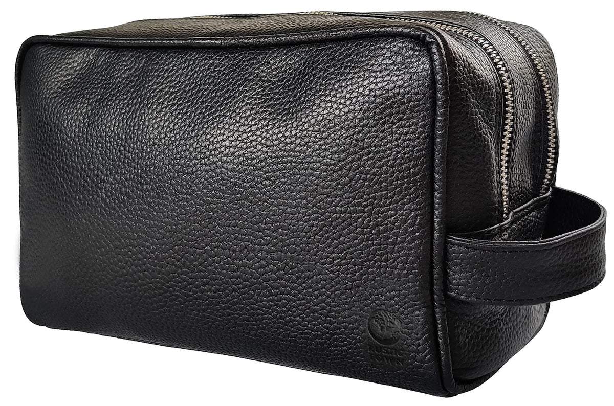 Rustic Town full-grain leather travel bag in black with patina-ready aging.