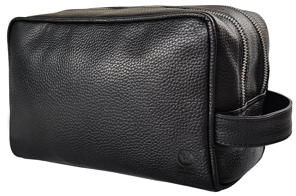 Rustic Town full-grain leather travel bag in black with patina-ready aging.