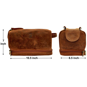 Rustic Town leather Dopp kit open compartment with organized interior