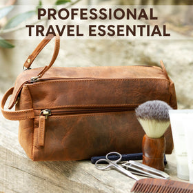 Rustic Town interior pockets maintain tidy shaving and skincare items.