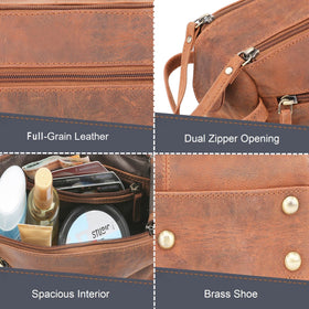 Rustic Town toiletry bag with sturdy stitching and durable zippers.