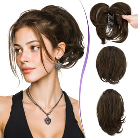 RUWISS Claw Clip Ponytail close-up shows natural real hair blend for seamless everyday styling
