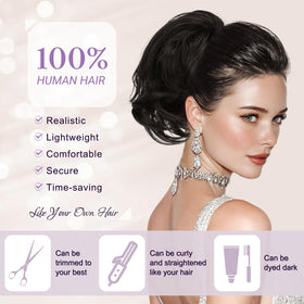 RUWISS easy-to-use clip holds your style all day with secure, discreet attachment.