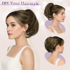 RUWISS fluffy volume ponytail enhances thickness and suits casual buns or dramatic updos.