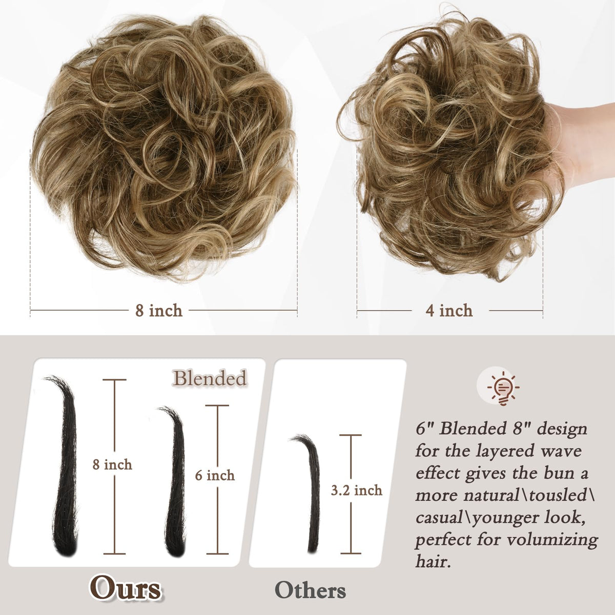 RUWISS 100% human hair bun offers durable, re-stylable elegance.