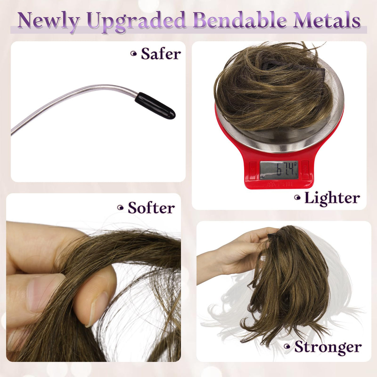 RUWISS Real hair texture close-up highlights soft, natural look and movement