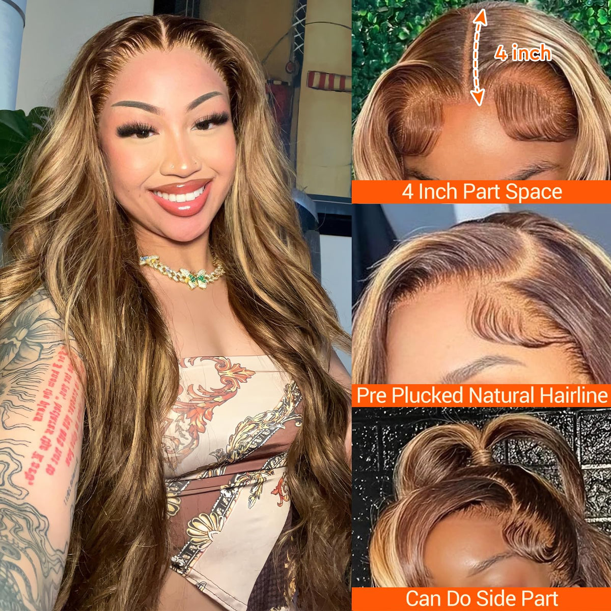 Rylice HD transparent lace wig shows natural scalp for an undetectable look.