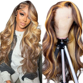 Rylice honey blonde ombre lace front wig with seamless hairline for daily wear.