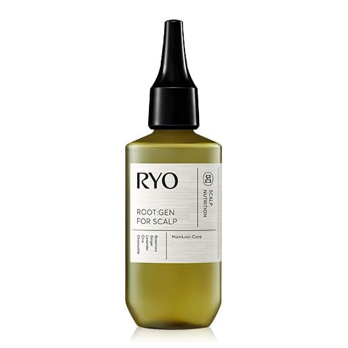 Ryo Root-Gen Hair Strength Scalp Essence bottle pour for balanced scalp and refreshed sensation.