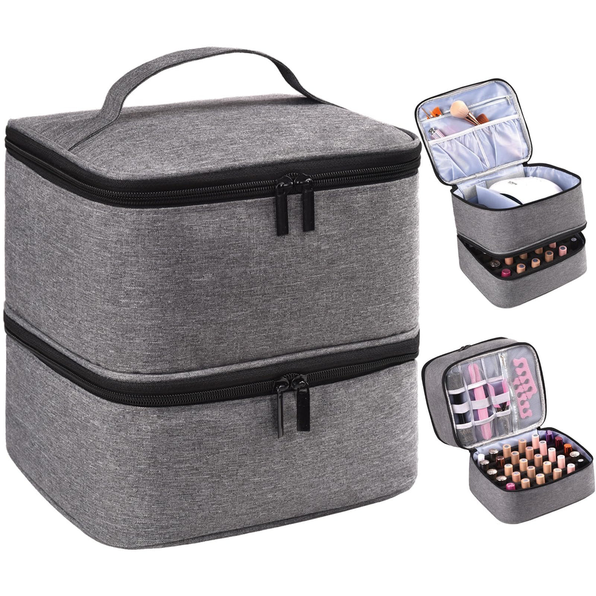 RZMAYIS nail polish organizer front view, sleek and portable for on-the-go manicures.