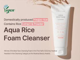 Creamy foam from S.NATURE Aqua Rice Foam Cleanser forms on skin for a soft cleanse.