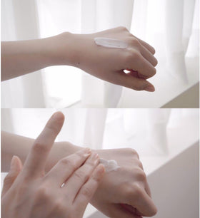 S.Nature Aqua Squalane Cream texture on skin demonstrates quick absorption.