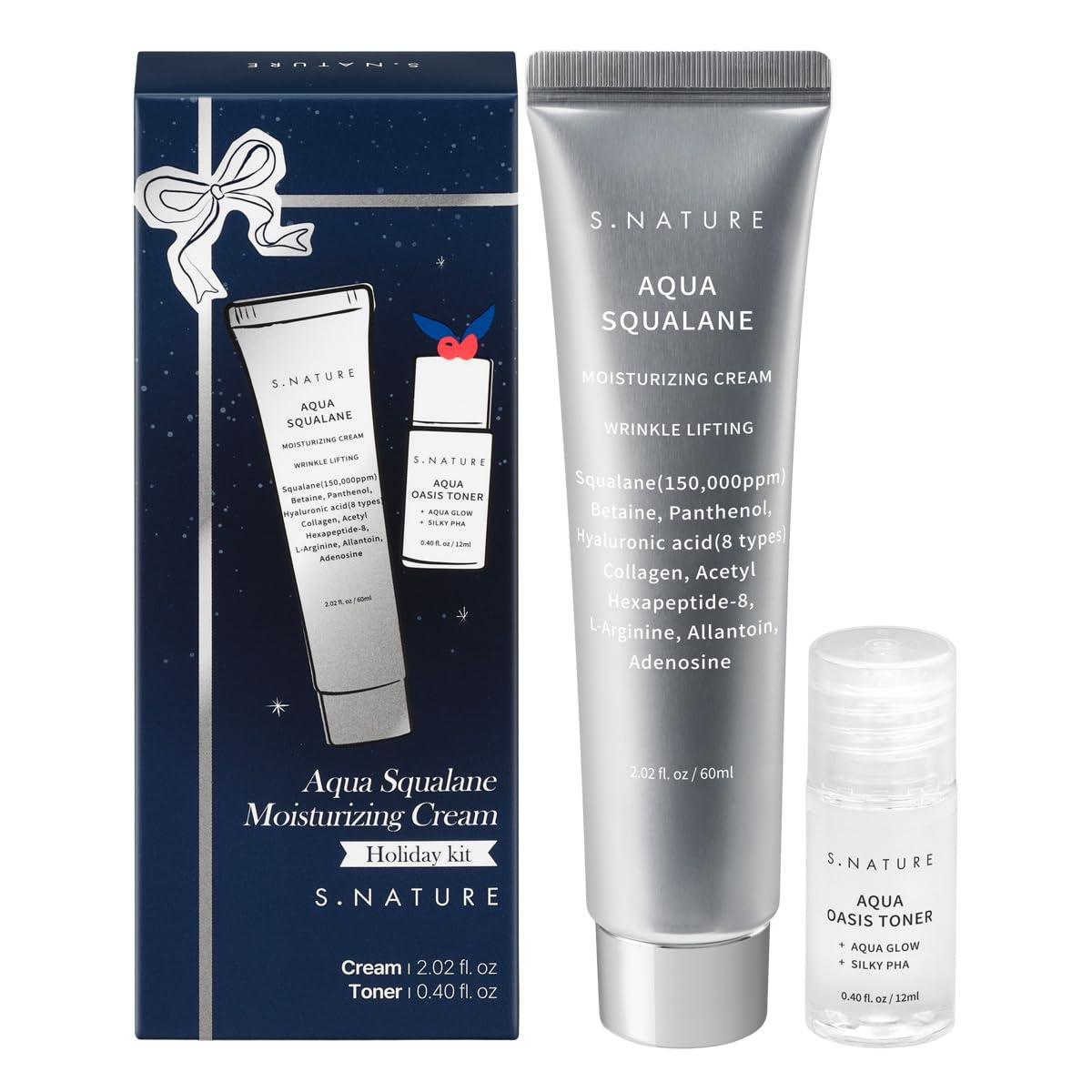 S.NATURE holiday gift set front view showing hydration-focused duo