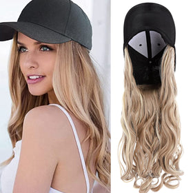 S-noilite 16-inch curly baseball cap with hair attachment for daily wear.