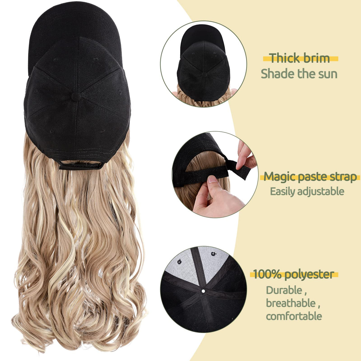 S-noilite 18-inch corn-wave cap wig adds length and volume for effortless styling.