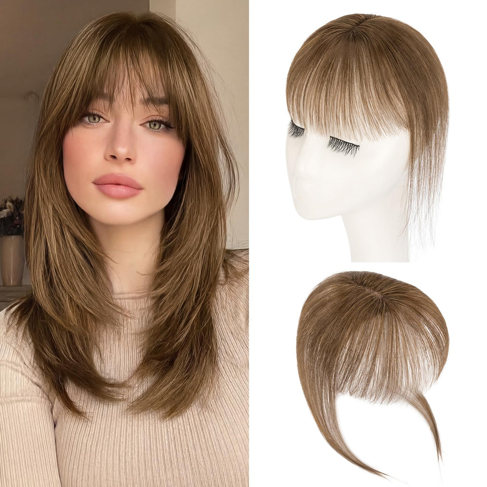 S-noilite clip-in bangs in 8 inch real hair for natural daily wear.
