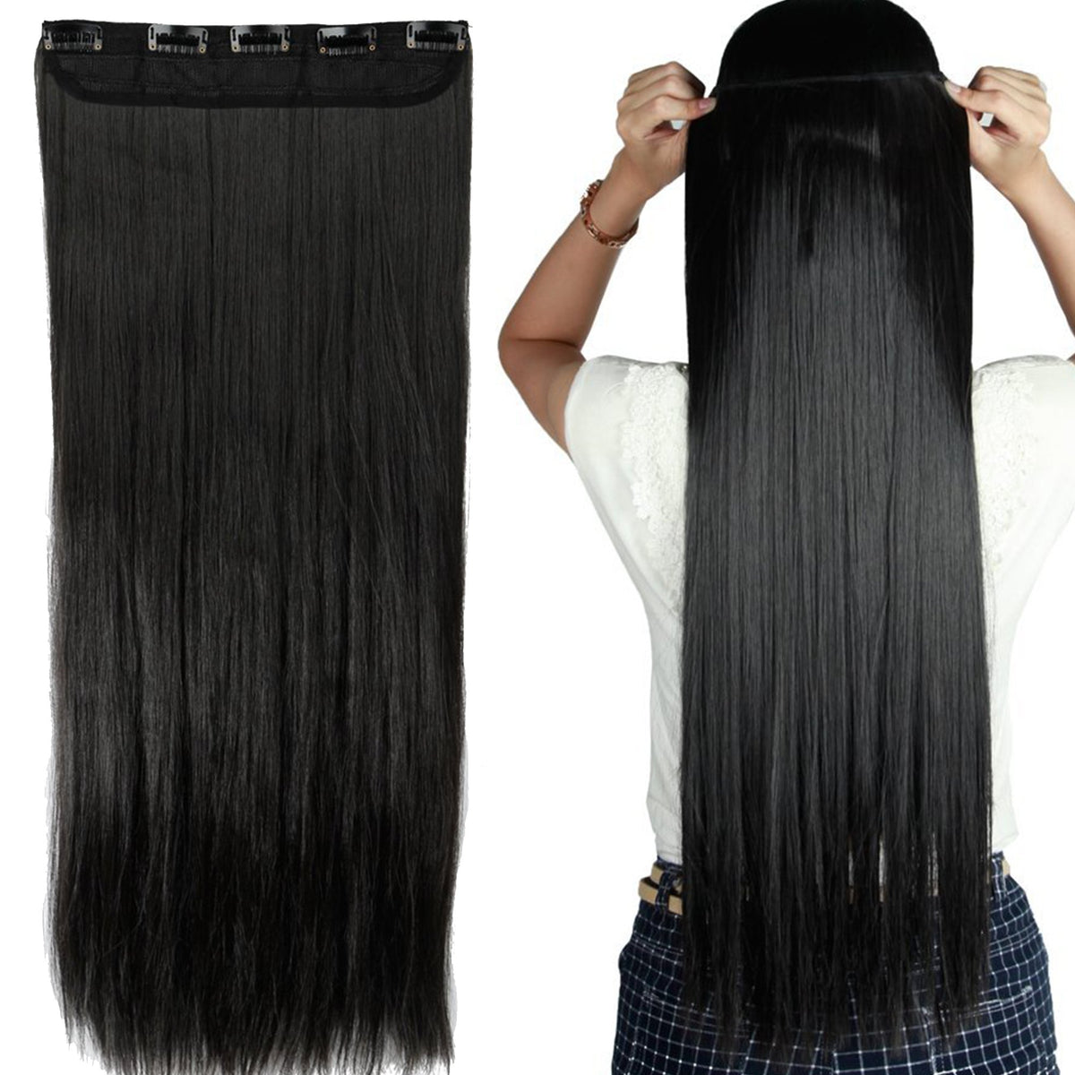 S-noilite Elegant 30in straight clip-in extension front view for natural volume