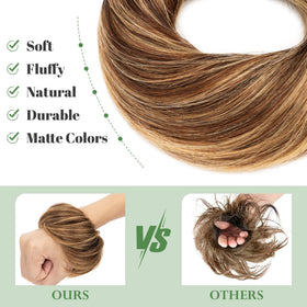 S-noilite color-mix hairpiece in medium brown and honey blonde blend.