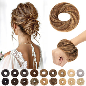 S-noilite messy bun hairpiece offers natural blend for everyday styling.