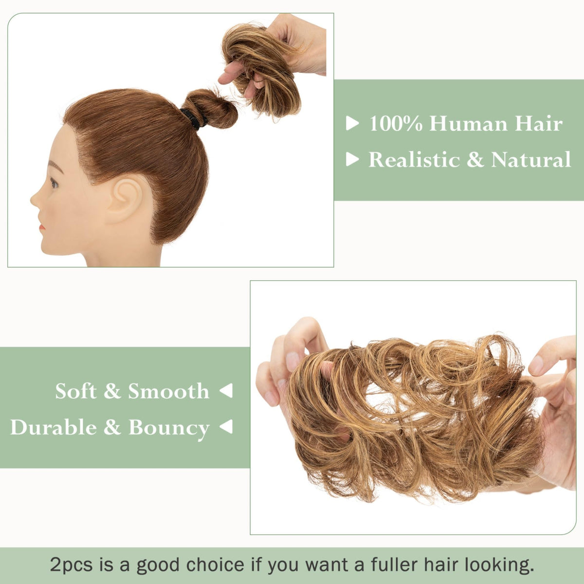 Close-up of S-noilite real human hair highlighting soft texture.
