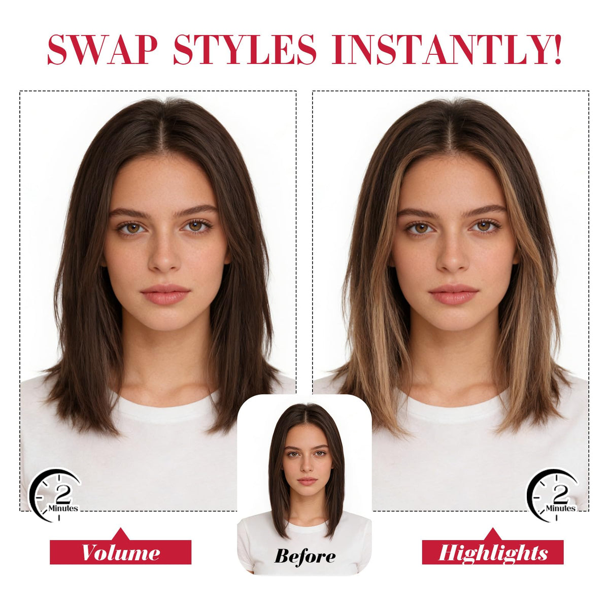 S-noilite reusable clip-in extensions for multiple occasions