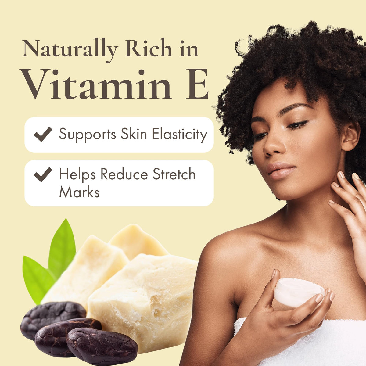 SaaQin Cocoa Butter body butter application for nourishing skin.