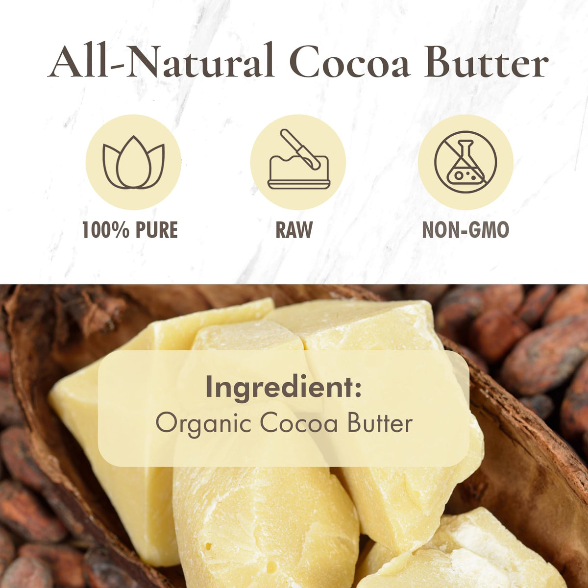 SaaQin Cocoa Butter resealable bag ready for storage and use.