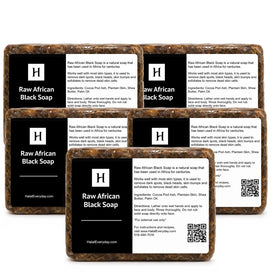 SAAQIN raw African black soap Ghana bar close-up for deep cleansing