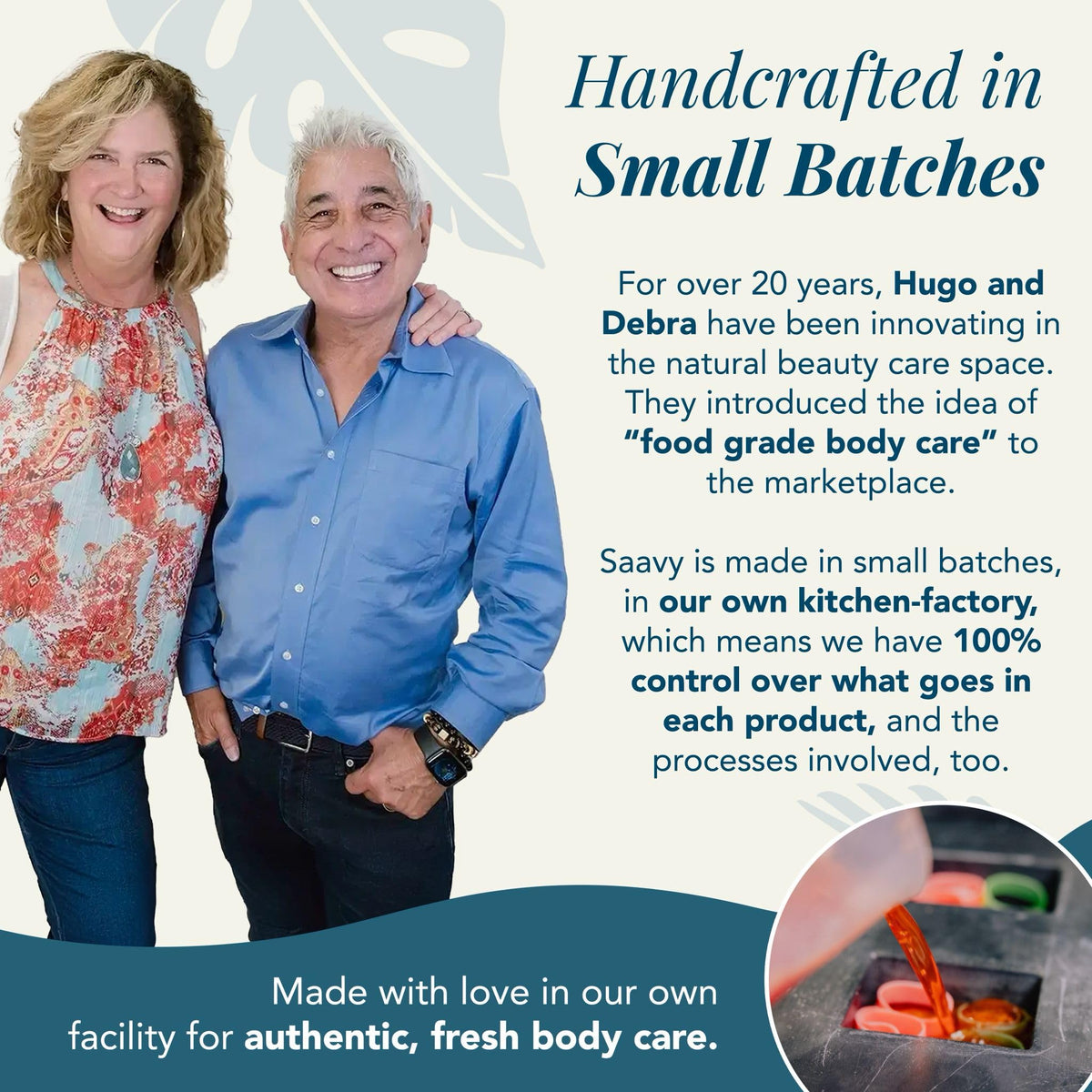 Saavy Naturals Tahitian Vanilla scent adds a calming aroma during moisturizing.