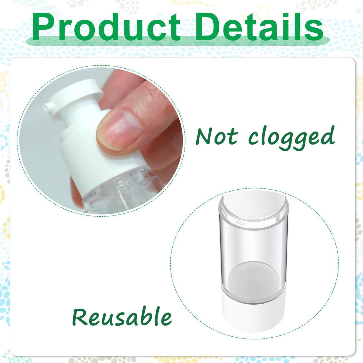 Sabary plastic dispenser bottles show durable, odorless materials