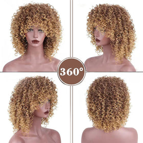 Sabosi 15-inch kinky blonde wig, voluminous style.
