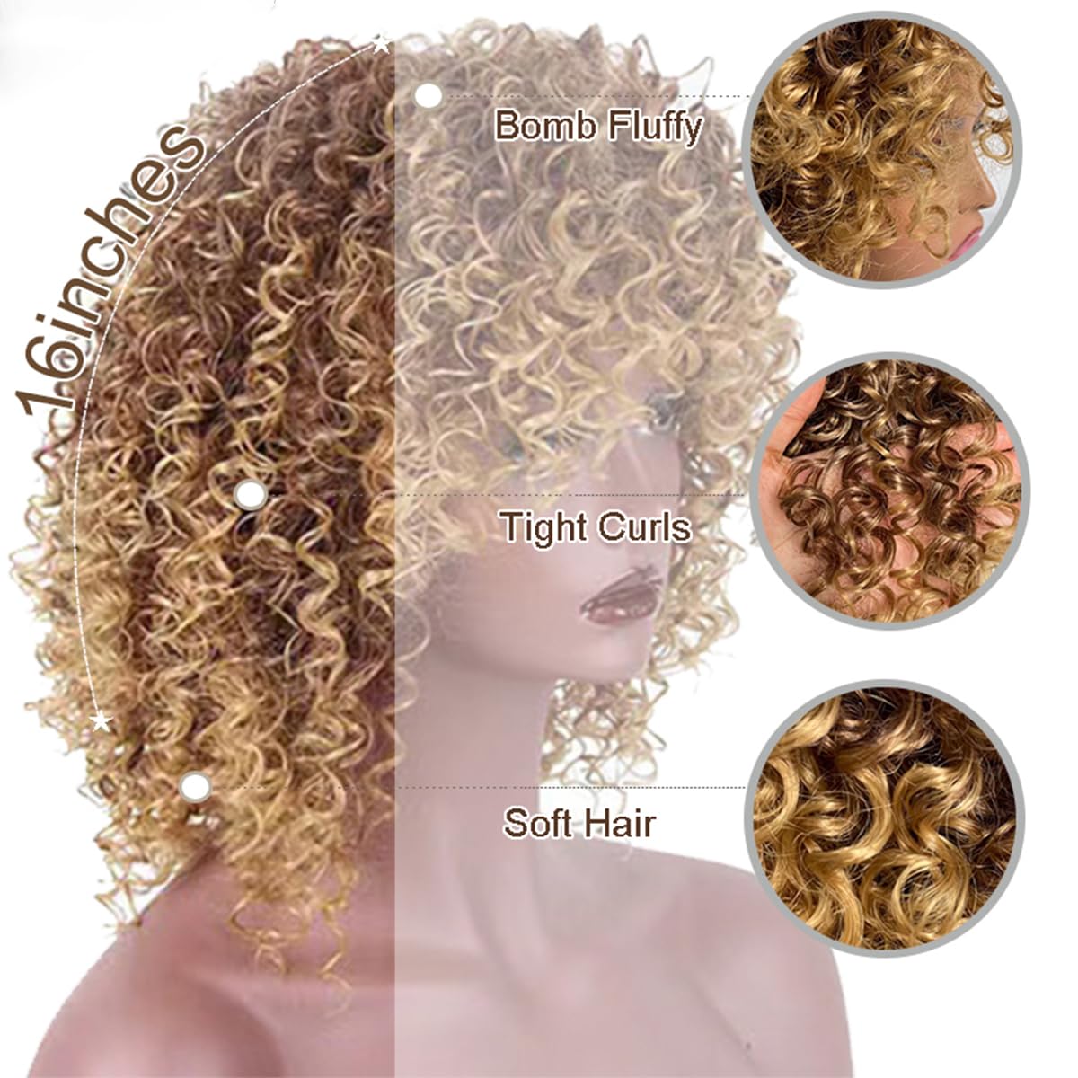Sabosi Afro blonde wig with adjustable cap, secure fit.