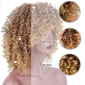 Sabosi Afro blonde wig with adjustable cap, secure fit.
