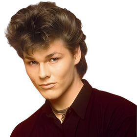 Sabosi Men 80s wig short brown mullet model view for versatile cosplay looks