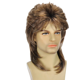 Sabosi Mullet Wig Light Brown cosplay look, dynamic styling.