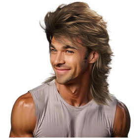 Sabosi Mullet Wig Light Brown front view, ideal for cosplay.