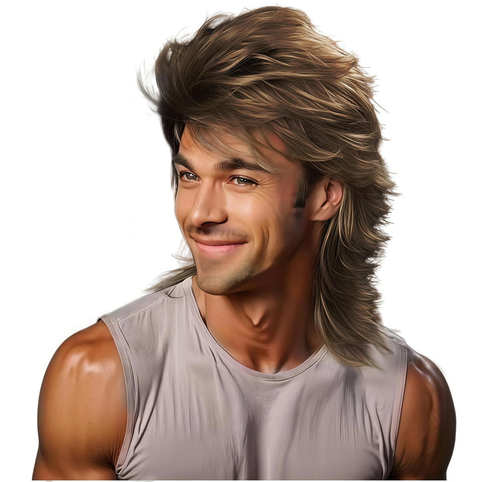 Sabosi Mullet Wig Light Brown front view, ideal for cosplay.