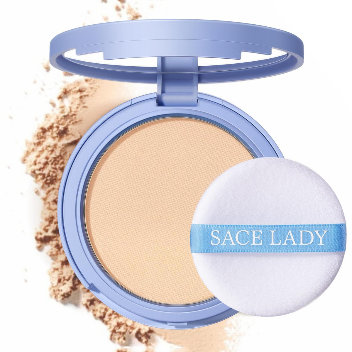SACE LADY face powder compact cover for flawless setting and touch-ups.