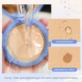 SACE LADY water-resistant powder locks makeup in humidity.