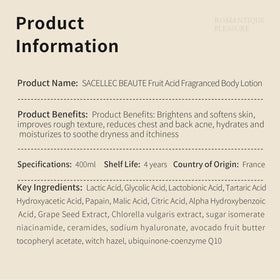 SACELLEC BEAUTE Advanced AHA Body Lotion packaging and label detail