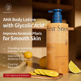 SACELLEC BEAUTE Advanced AHA Body Lotion texture close-up showing fast absorption
