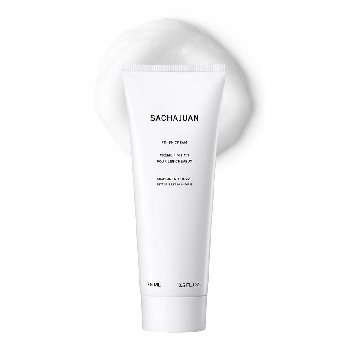 SACHAJUAN Finish Cream bottle illustrates lightweight hold for smooth, natural styling.