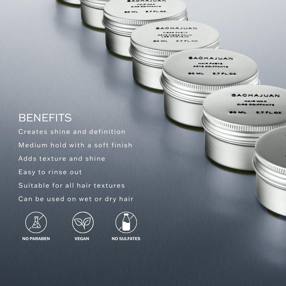 SACHAJUAN Hair Wax provides medium hold with a soft finish.